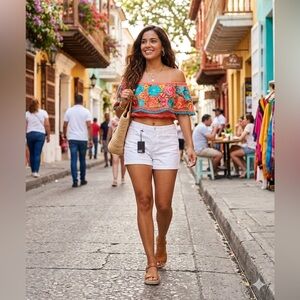 PAIGE White High-Waist Denim Shorts